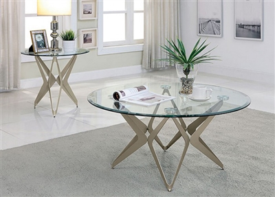 Alvise 2 Piece Occasional Table Set in Champagne by Furniture of America - FOA-CM4377-2PK