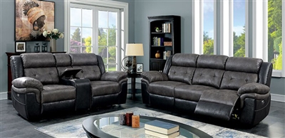 Brookdale 2 Piece Power Sofa Set in Gray/Black by Furniture of America - FOA-CM6217GY