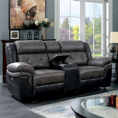 Brookdale Power Love Seat in Gray/Black by Furniture of America - FOA-CM6217GY-LV