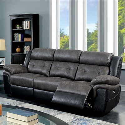 Brookdale Power Sofa in Gray/Black by Furniture of America - FOA-CM6217GY-SF