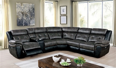 Brooklane Power Sectional Sofa in Gray/Black by Furniture of America - FOA-CM6218GY