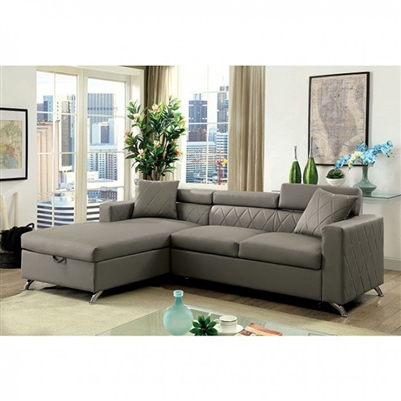 Dayna Sectional Sofa in Gray by Furniture of America - FOA-CM6292