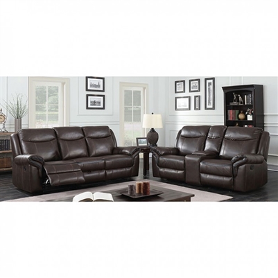 Chenai 2 Piece Recliner Sofa Set in Brown by Furniture of America - FOA-CM6297