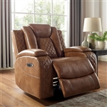 Alexia Power Recliner in Brown by Furniture of America - FOA-CM6346-CH