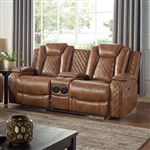 Alexia Power Love Seat in Brown by Furniture of America - FOA-CM6346-LV