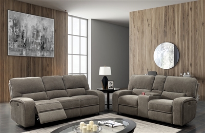 Bickford 2 Piece Power-Assist Sofa Set in Taupe by Furniture of America - FOA-CM6469-PM