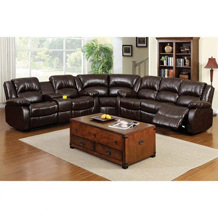 Winslow Sectional Sofa In Rustic Brown, Rustic Brown Leather Sectional