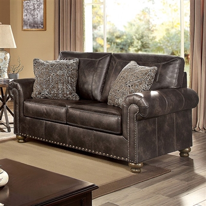 Bemus Love Seat in Dark Brown Finish by Furniture of America - FOA-CM6731DB-LV
