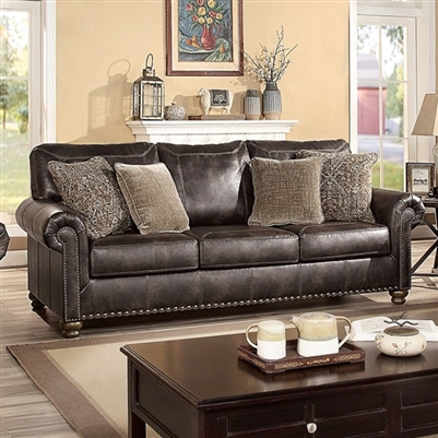 Bemus Sofa in Dark Brown Finish by Furniture of America - FOA-CM6731DB-SF