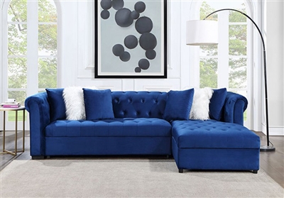 Alessandria Sectional Sofa in Navy Finish by Furniture of America - FOA-CM6743NV