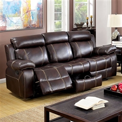 Chancellor Recliner Sofa in Brown by Furniture of America - FOA-CM6788-SF