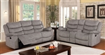 Castleford 2 Piece Recliner Sofa Set in Light Gray by Furniture of America - FOA-CM6940
