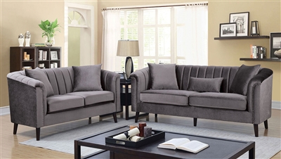 Dawn 2 Piece Sofa Set in Gray by Furniture of America - FOA-CM6955