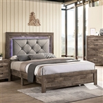 Larissa Bed with Padded Headboard in Natural Tone Finish by Furniture of America - FOA-CM7149-B