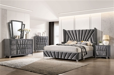 Carissa 6 Piece Bedroom Set in Gray Finish by Furniture of America - FOA-CM7164