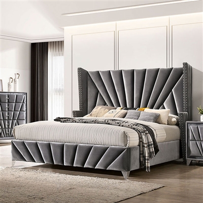 Carissa Bed in Gray Finish by Furniture of America - FOA-CM7164-B
