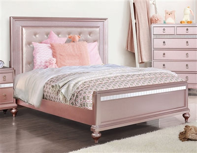 Ariston Bed in Rose Pink Finish by Furniture of America - FOA-CM7170RG-B
