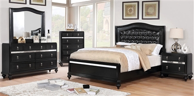 Ariston 6 Piece Bedroom Set in Black Finish by Furniture of America - FOA-CM7171BK