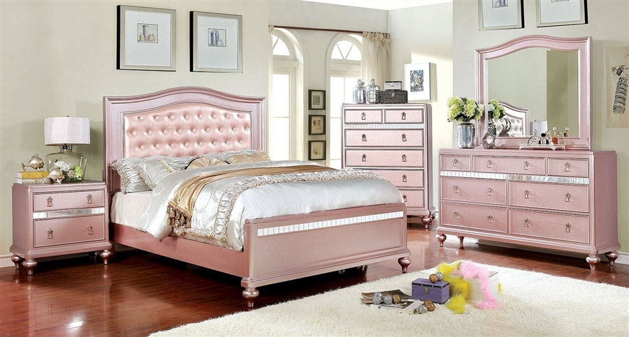 Bedroom Set In Rose Gold, Gold Bedroom Dresser Set