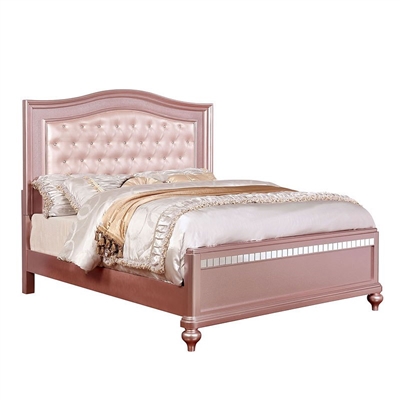 Ariston Bed in Rose Gold Finish by Furniture of America - FOA-CM7171RG-B