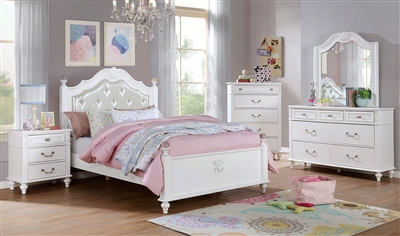 Belva 4 Piece Youth Bedroom Set in White Finish by Furniture of America - FOA-CM7174