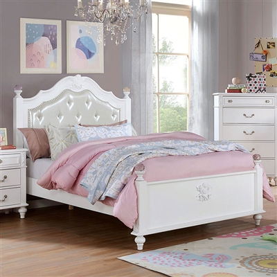 Belva Twin Bed in White Finish by Furniture of America - FOA-CM7174-B