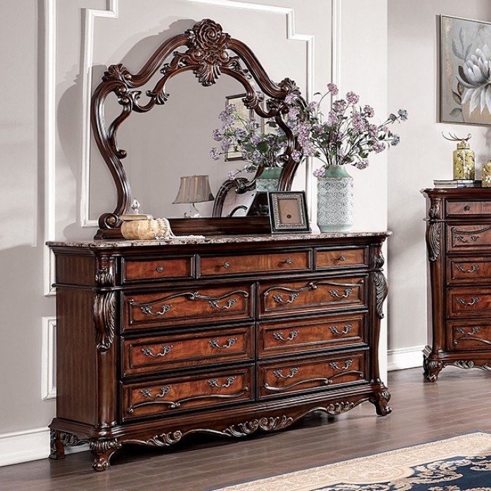 Rosewood 6 Piece Bedroom Set in Antique Dark Oak Finish by
