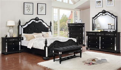Azha 6 Piece Bedroom Set in Black Finish by Furniture of America - FOA-CM7194BK