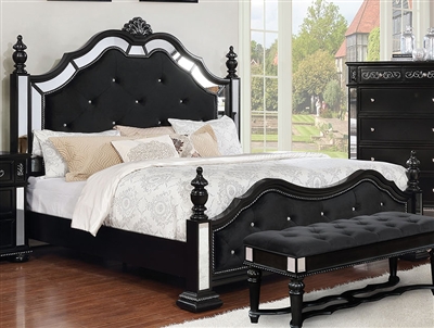 Azha Bed in Black Finish by Furniture of America - FOA-CM7194BK-B
