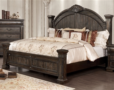 Genevieve Bed in Distressed Walnut Finish by Furniture of America - FOA-CM7428-B