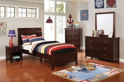 Brogan 4 Piece Youth Bedroom Set in Brown Cherry Finish by Furniture of America - FOA-CM7517CH