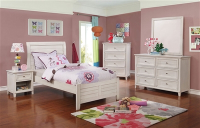 Brogan 4 Piece Youth Bedroom Set in Antique White Finish by Furniture of America - FOA-CM7517WH