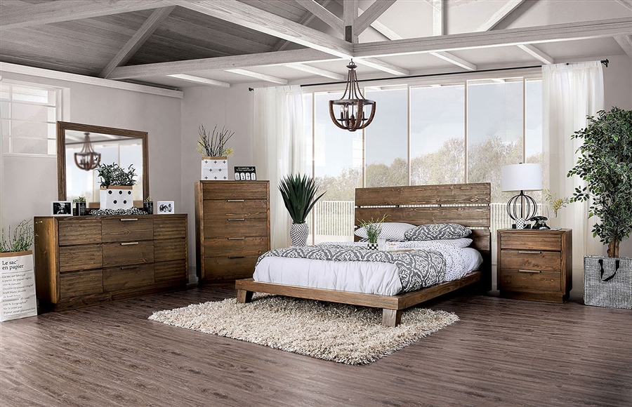 Tolna 6 Piece Bedroom Set in Walnut Finish by Furniture of America ...