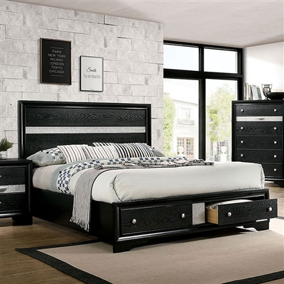 Chrissy Bed in Black Finish by Furniture of America - FOA-CM7552BK-B
