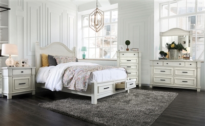 Daria 6 Piece Bedroom Set in Antique White Finish by Furniture of America - FOA-CM7563