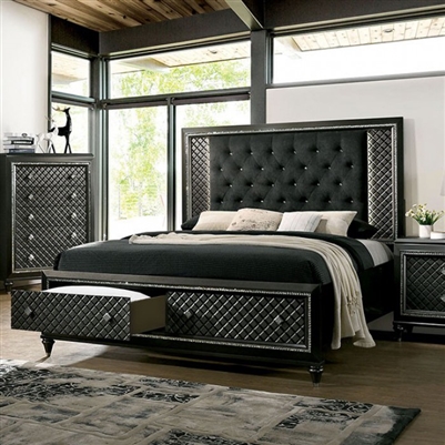 Demetria Bed in Metallic Gray Finish by Furniture of America - FOA-CM7584DR-B