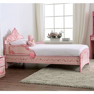 Julianna Twin Bed in Pink Finish by Furniture of America - FOA-CM7632-B