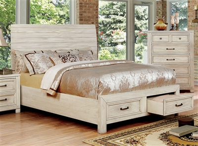 Deann Bed in Antique White Finish by Furniture of America - FOA-CM7806WH-B