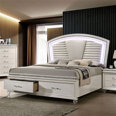 Maddie Bed in Pearl White/White Finish by Furniture of America - FOA-CM7899-B