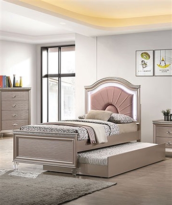 Allie Twin Bed in Rose Gold Finish by Furniture of America - FOA-CM7901RG-B