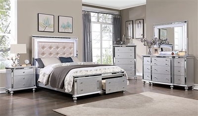 Bellinzona 6 Piece Bedroom Set in Silver Finish by Furniture of America - FOA-CM7992