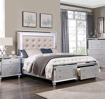 Bellinzona Bed in Silver Finish by Furniture of America - FOA-CM7992-B