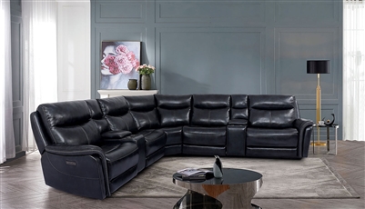Braylee Power Sectional Sofa in Dark Navy by Furniture of America - FOA-CM9904