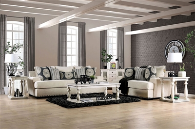 Germaine 2 Piece Sofa Set in Ivory by Furniture of America - FOA-SM1283