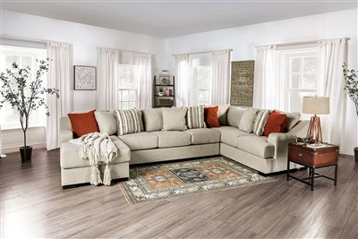 Castleton Sectional Sofa in Beige/Rust Finish by Furniture of America - FOA-SM1293