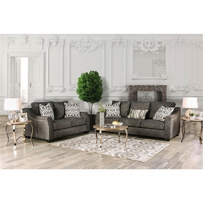 Coralie 2 Piece Sofa Set in Charcoal by Furniture of America - FOA-SM2012