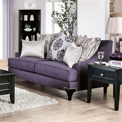 Sisseton Love Seat in Purple by Furniture of America - FOA-SM2208-LV