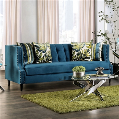 Azuletti Sofa in Dark Teal/Apple Green Finish by Furniture of America - FOA-SM2219-SF