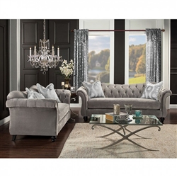 Antoinette 2 Piece Sofa Set in Dolphin Gray by Furniture of America - FOA-SM2225