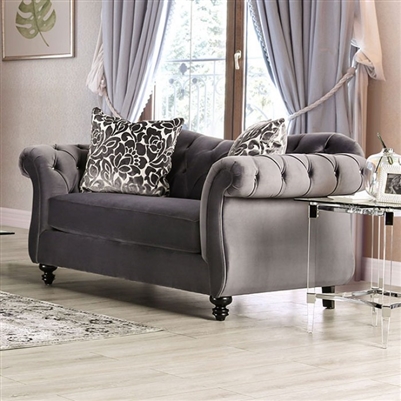 Antoinette Love Seat in Gray by Furniture of America - FOA-SM2229-LV